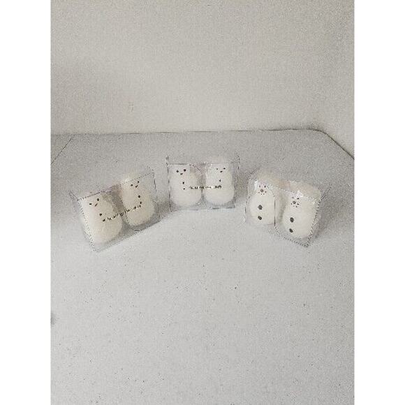 Lot of 3 Packages Of 2 Christmas Floating Candles 2 1/2" Snowmen White - Picture 1 of 6